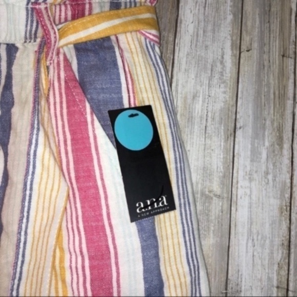 NWT ANA Striped Tie Waist Linen Blend Shorts - Picture 3 of 4